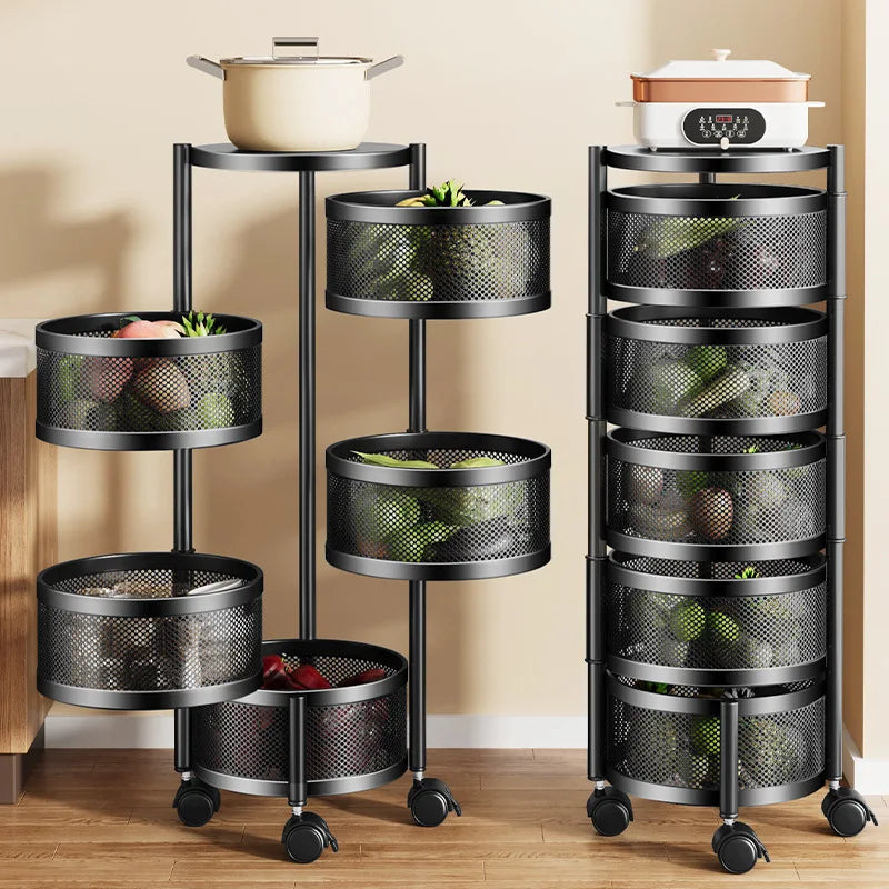 3/4/5 Tier Rotating Storage Baskets Rack