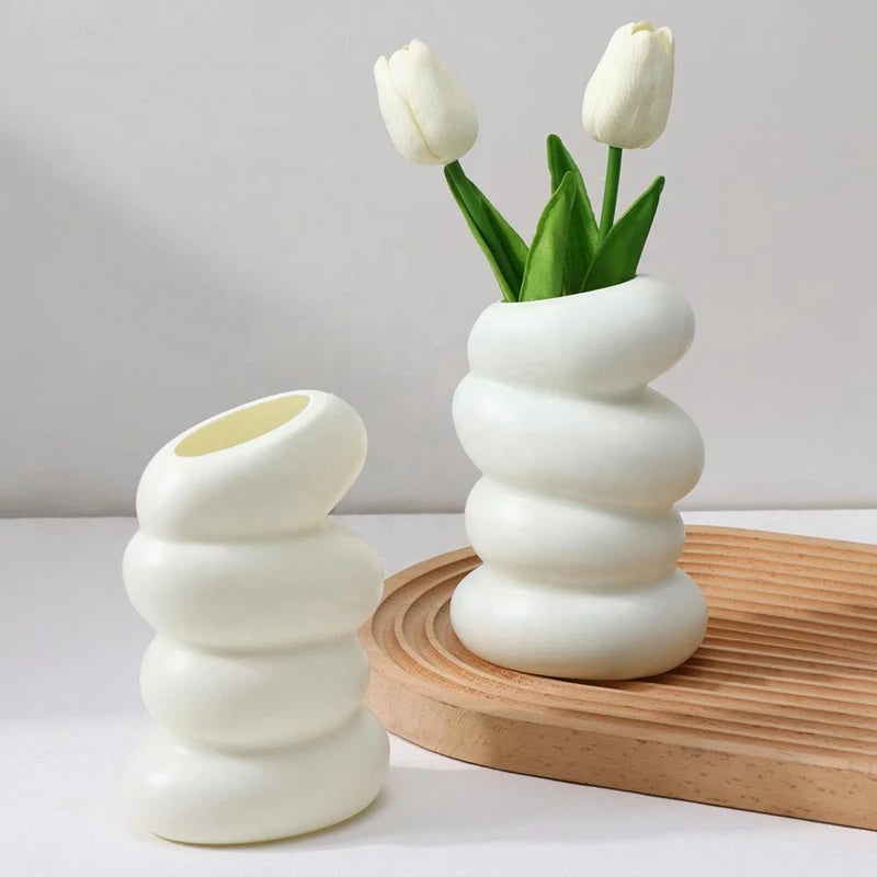 1PC Plastic Spiral White Vase Nordic Creative Flower