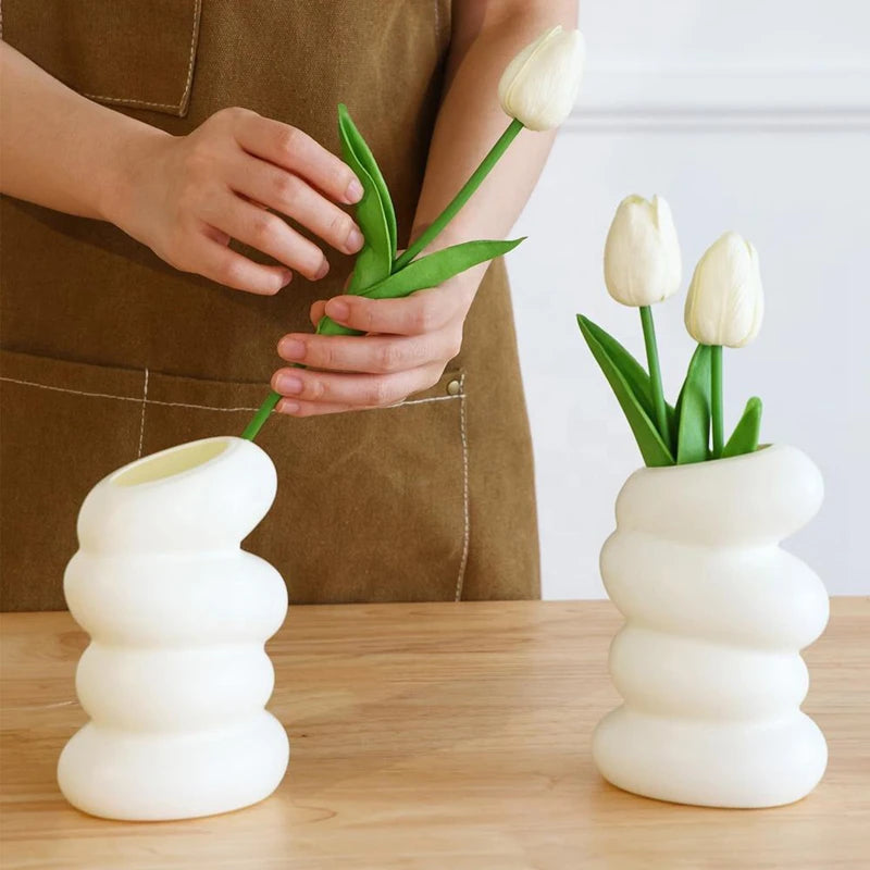 1PC Plastic Spiral White Vase Nordic Creative Flower