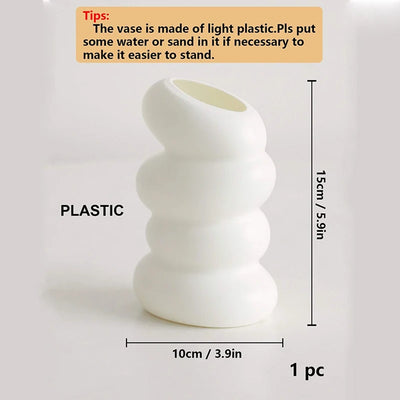 1PC Plastic Spiral White Vase Nordic Creative Flower